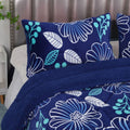 Ramesses Blue Flower Printed Sherpa Flannel Fleece Reversible Blanket Set Single/Double - SuperSaverAU - view 2
