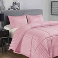 Ramesses Damask Stripe Comforter Set – Pink King, 3 Piece