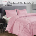Ramesses Damask Stripe Comforter Set – Pink King, 3 Piece