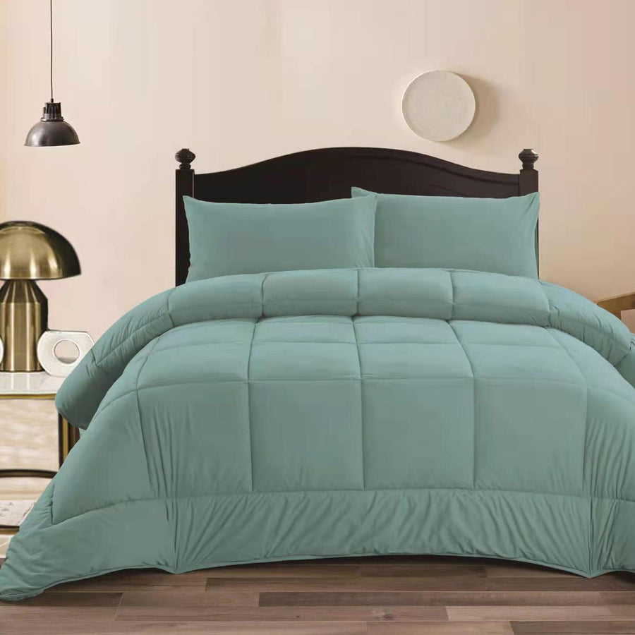 Ramesses Aqua Mink Flannel Comforter Set - Queen