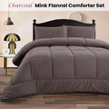 Ramesses Charcoal Mink Flannel Comforter Set - Queen