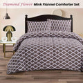 Ramesses Diamond Flower Mink Flannel Comforter Set - King