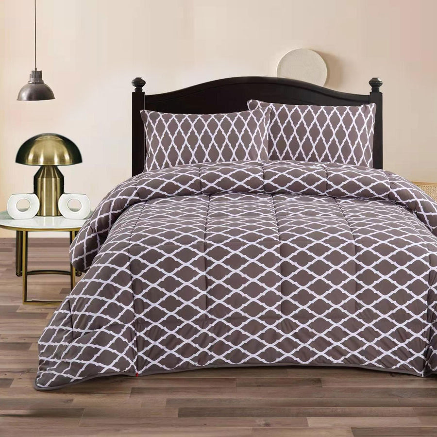 Ramesses Diamond Flower Mink Flannel Comforter Set - Queen