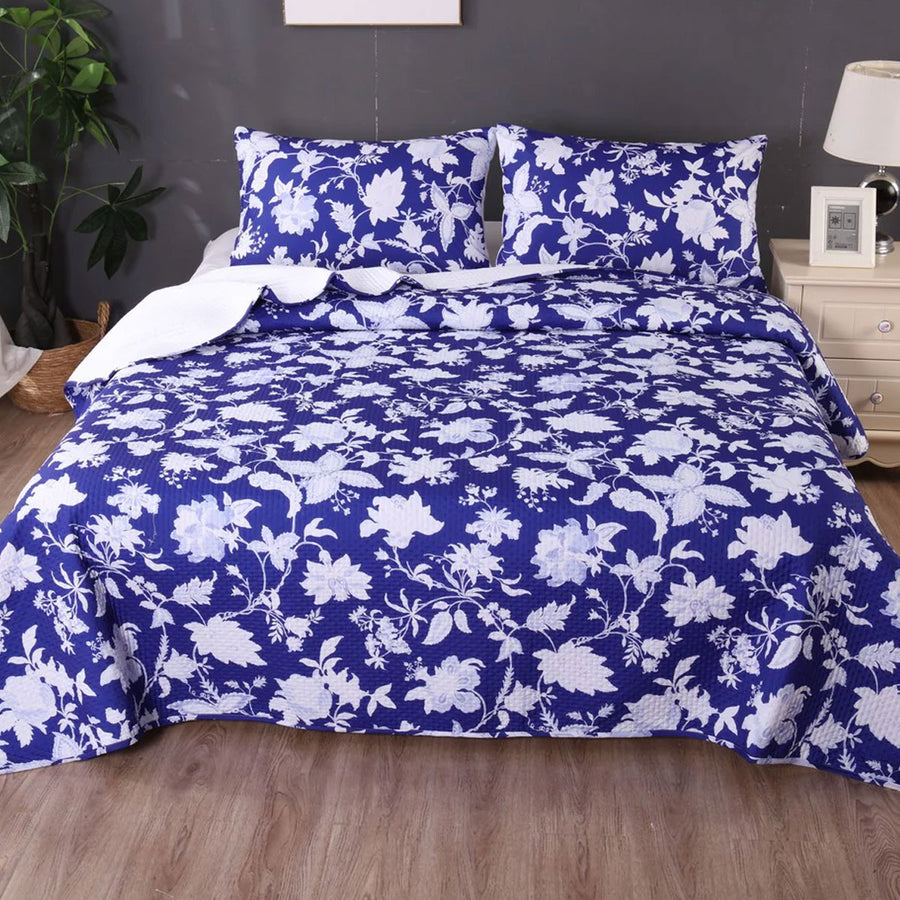 Ramesses Spring Blue 3 Pcs Bamboo Blend Reversible Comforter Set King - SuperSaverAU - view 1