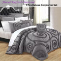 Ramesses Floral Ruffled 7 Piece Deluxe Comforter Set - Charcoal Queen
