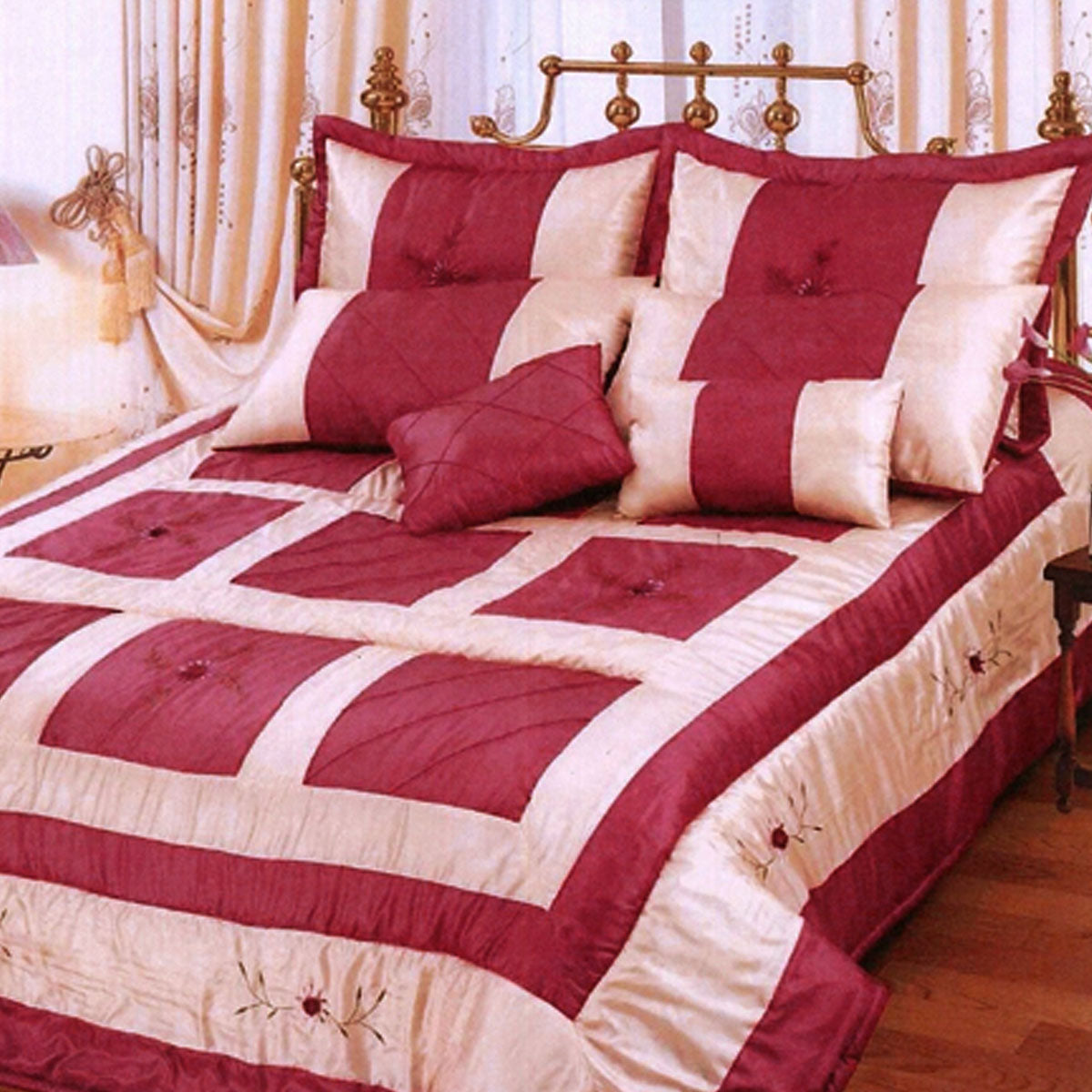 Ramesses Burgundy 7 Pcs Comforter Set Queen - Embroidery Design, Cozy & Elegant - SuperSaverAU - view 1