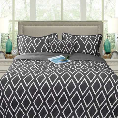 Ramesses Alena Reversible Ultrasonic Comforter Set - Charcoal Queen