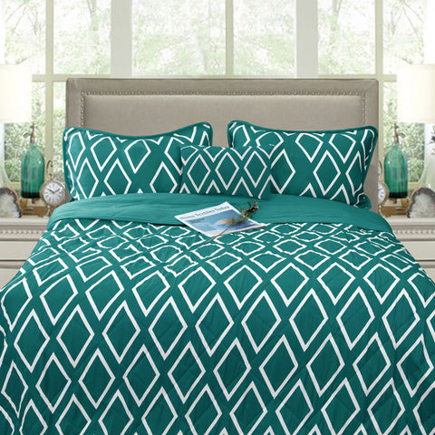 Ramesses Alena Reversible Ultrasonic Comforter Set - Teal Queen