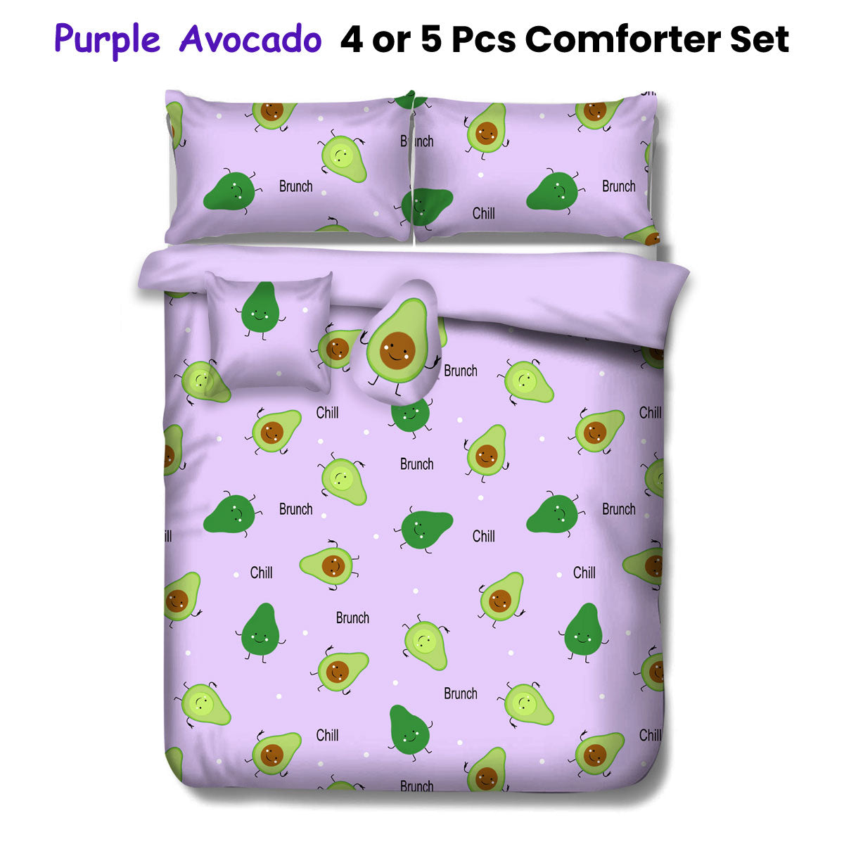 Ramesses Purple Avocado Kids Adventure 5 Piece Comforter Set - Queen