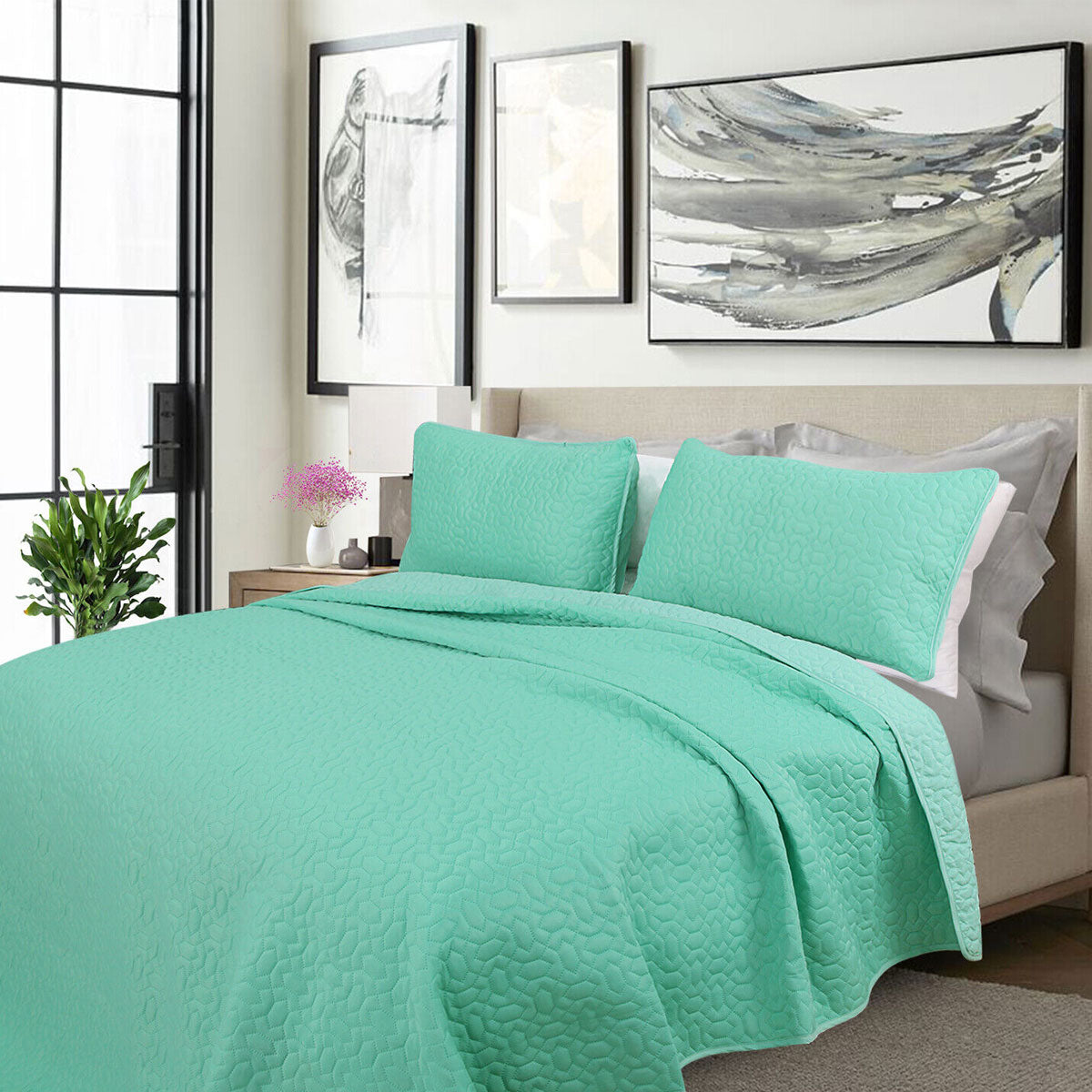 Shangri La 2000TC Cooling Embroidered Comforter Set King - Soft Microfiber - SuperSaverAU - view 1