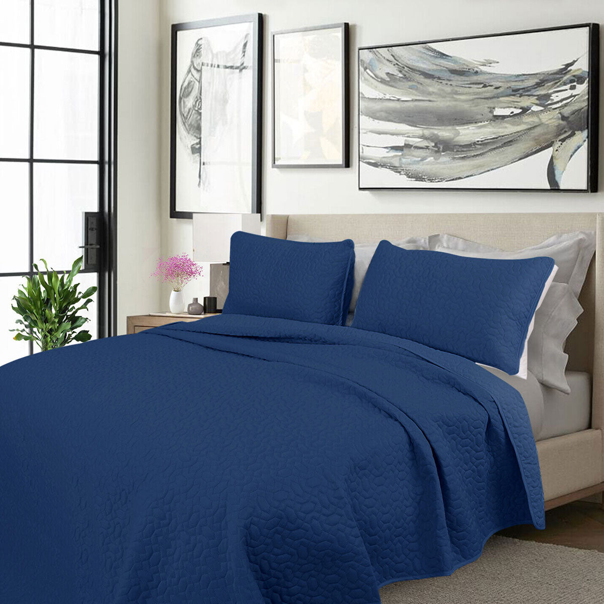 Shangri La 2000TC Cooling Embroidered Comforter Set King - Soft, Durable, Machine Washable - SuperSaverAU - view 1