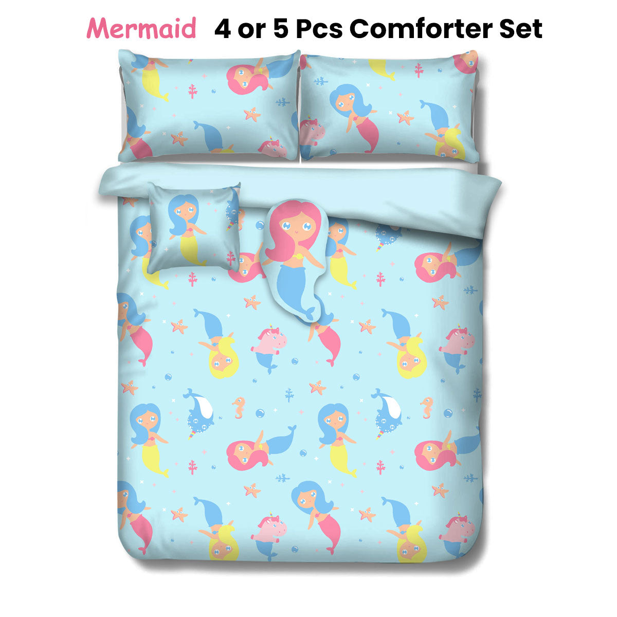 Ramesses Mermaid Kids Adventure 4 Piece Comforter Set - Single