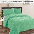Ramesses Teddy Fleece 3 Piece Comforter Set - Aqua (Frost) King