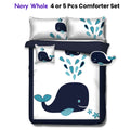 Ramesses Navy Whale Kids Adventure 4 Piece Comforter Set - Single