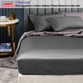 Ramesses 1500TC Egyptian Cotton Sateen Fitted Sheet Combo Set - Charcoal Mega King