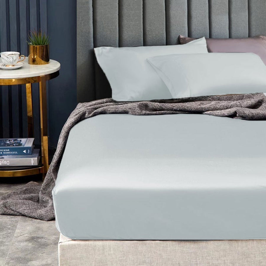Ramesses 1500TC Egyptian Cotton Sateen Fitted Sheet Combo Set - Ice Blue King Single