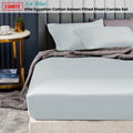 Ramesses 1500TC Egyptian Cotton Sateen Fitted Sheet Combo Set - Ice Blue Mega King