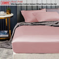 Ramesses 1500TC Egyptian Cotton Sateen Fitted Sheet Combo Set - Rose Pink Single