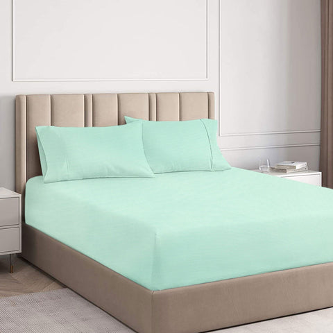 Ramesses Cooling Bamboo Fitted Sheet & Pillowcase Set 2000TC - Aqua, Single