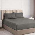 Ramesses Cooling Bamboo Fitted Sheet & Pillowcase Set 2000TC - Charcoal, Queen