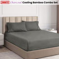 Ramesses Cooling Bamboo Fitted Sheet & Pillowcase Set 2000TC - Charcoal, Queen