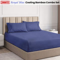 Ramesses Cooling Bamboo Fitted Sheet & Pillowcase Set 2000TC - Royal Blue, Queen