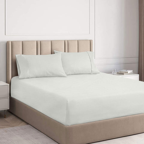 Ramesses Cooling Bamboo Fitted Sheet & Pillowcase Set 2000TC - Silver, King Single