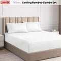 Ramesses Cooling Bamboo Fitted Sheet & Pillowcase Set 2000TC - White, Queen