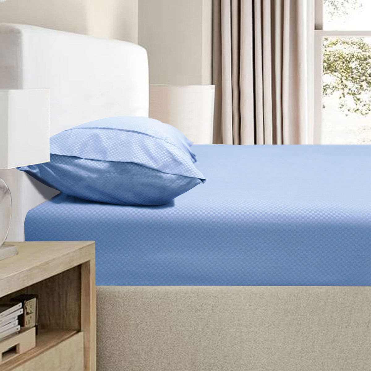 Ramesses 2000TC Bamboo Blend Embossed Fitted Sheet Combo Set King Single - SuperSaverAU - view 1