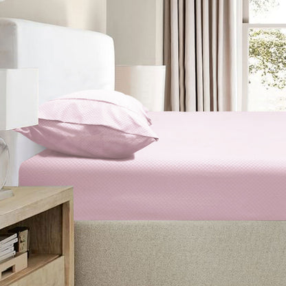 Ramesses 2000TC Bamboo Embossed Fitted Sheet Combo Set Pink Queen