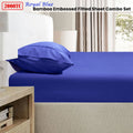 Ramesses 2000TC Bamboo Blend Embossed Fitted Sheet Combo Set - Royal Blue Double