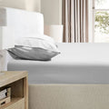 Ramesses 2000TC Bamboo Blend Embossed Fitted Sheet Combo Set Silver Queen - SuperSaverAU - view 1