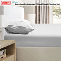 Ramesses 2000TC Bamboo Blend Embossed Fitted Sheet Combo Set Silver Queen - SuperSaverAU - view 2
