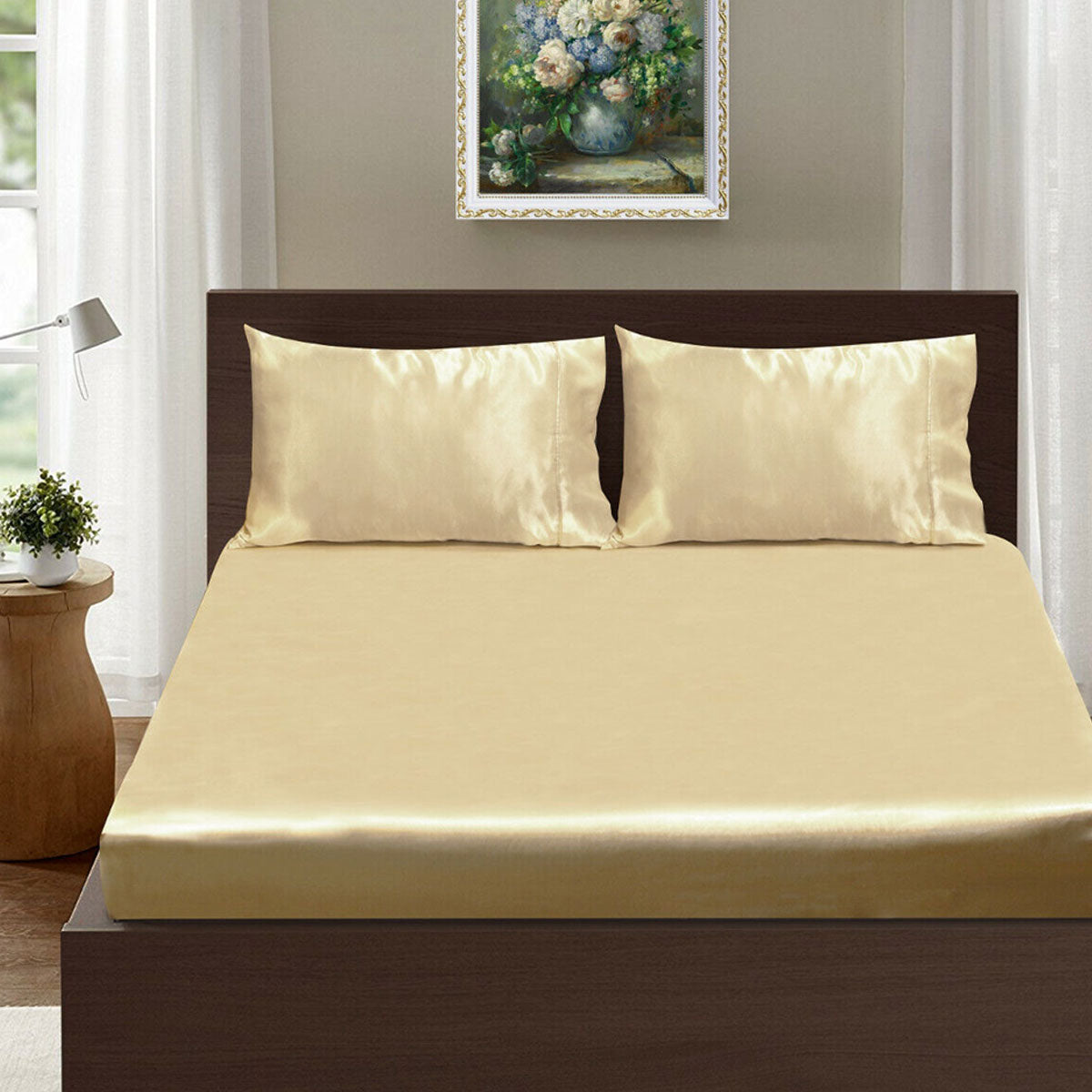 Ramesses Casablanca Satin Fitted Sheet Combo Set - Champagne King