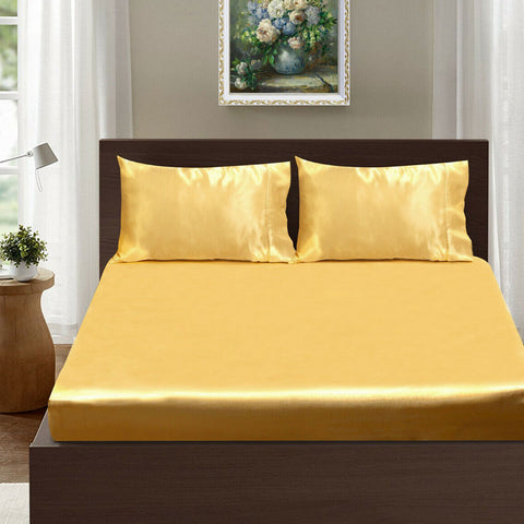 Ramesses Casablanca Satin Fitted Sheet Combo Set - Gold Queen