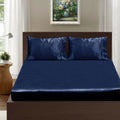 Ramesses Casablanca Satin Fitted Sheet Combo Set - Navy Blue King