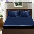 Ramesses Casablanca Satin Fitted Sheet Combo Set - Navy Blue King