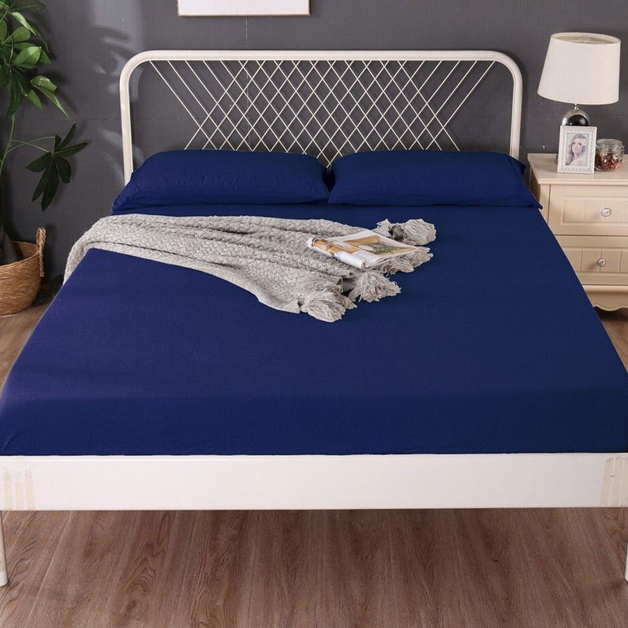Ramesses 1000TC Linen Bamboo Fitted Sheet Combo Set - Deep Blue Queen