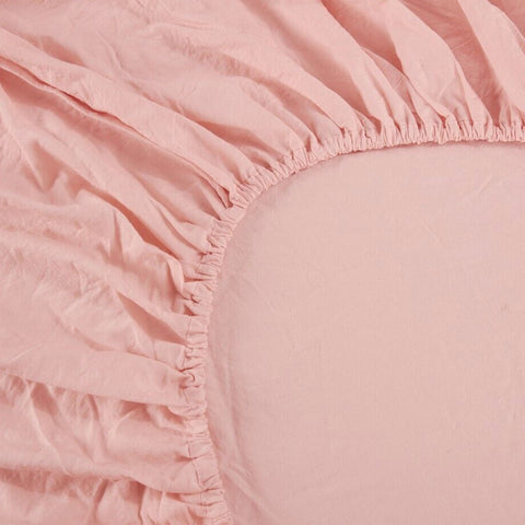 Ramesses 1000TC Bamboo Linen Blend Fitted Sheet Combo Set Dusty Pink Double - SuperSaverAU - view 1