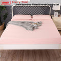 Ramesses 1000TC Linen Bamboo Fitted Sheet Combo Set - Dusty Pink King
