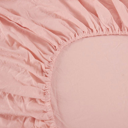 Ramesses 1000TC Bamboo Linen Blend Fitted Sheet Combo Set Dusty Pink Single