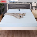 Ramesses 1000TC Linen Bamboo Fitted Sheet Combo Set - Plein Air Queen