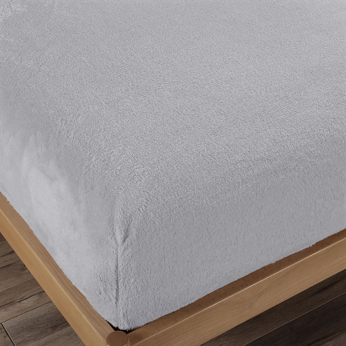 Ramesses Teddy Fleece Fitted Sheet Combo Set Grey Queen - Soft, Easy Care - SuperSaverAU - view 3