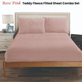 Ramesses Teddy Fleece Fitted Sheet Combo Set - Rose Pink King
