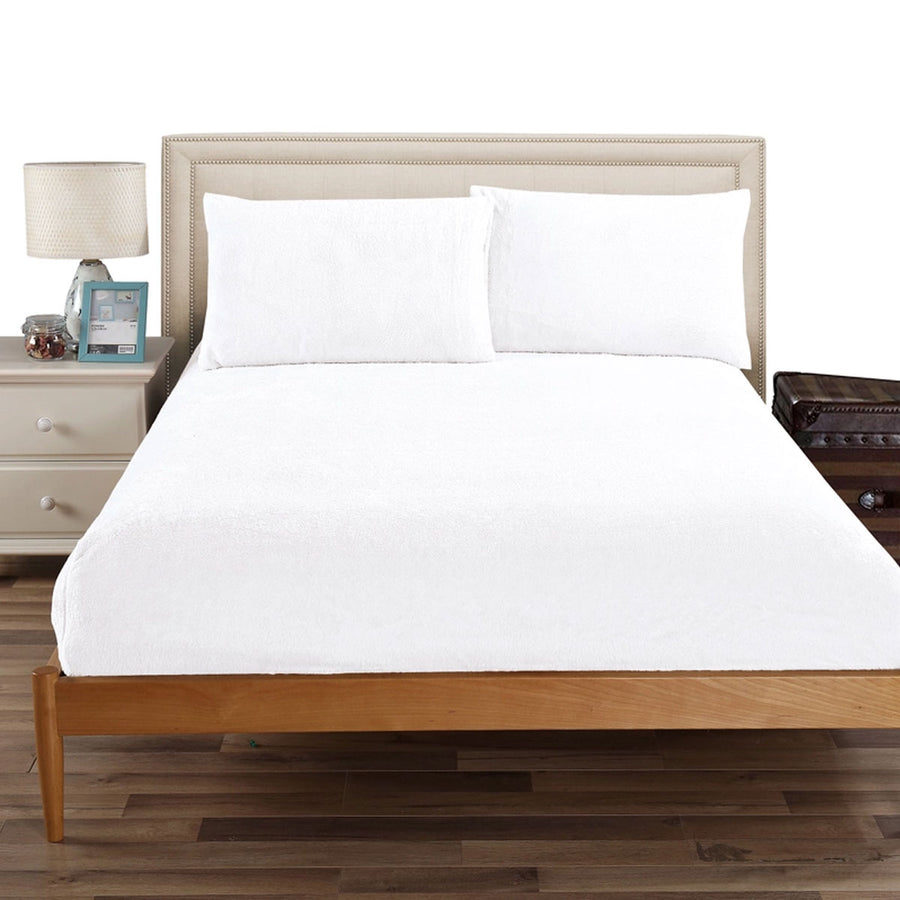 Ramesses Teddy Fleece Fitted Sheet Combo Set White King Single - Soft, Cozy, Easy Care - SuperSaverAU - view 1