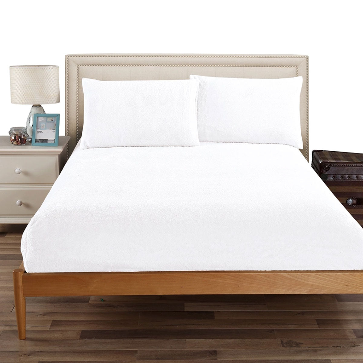 Ramesses Teddy Fleece Fitted Sheet Combo Set White Single - Soft, Cozy, Easy Care - SuperSaverAU - view 1
