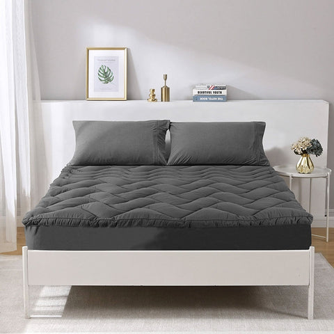 Ramesses 1000GSM Charcoal Mattress Topper Queen - Anti-Microbial, Moisture-Wicking - SuperSaverAU - view 1