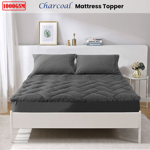 Ramesses 1000GSM Charcoal Mattress Topper Single - Anti-Microbial, Moisture-Wicking - SuperSaverAU - view 1