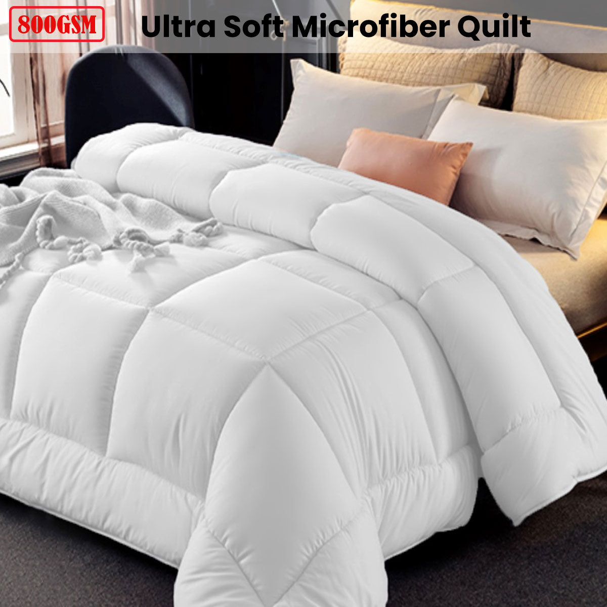 Ramesses 800GSM Ultra Soft Microfibre Quilt - Double, Non Allergenic, Machine Washable - SuperSaverAU - view 2