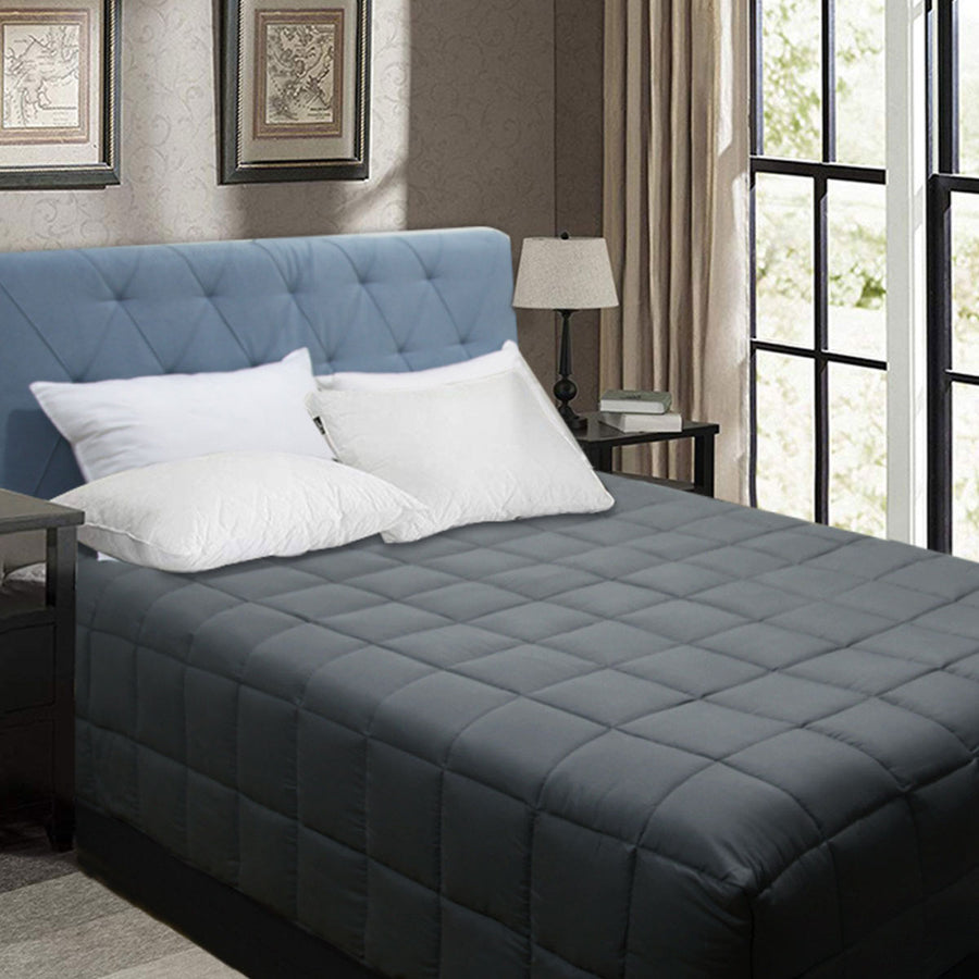 Shangri La Bamboo Blend Microfiber Box End Quilt Charcoal - Single, Soft & Breathable - SuperSaverAU - view 1